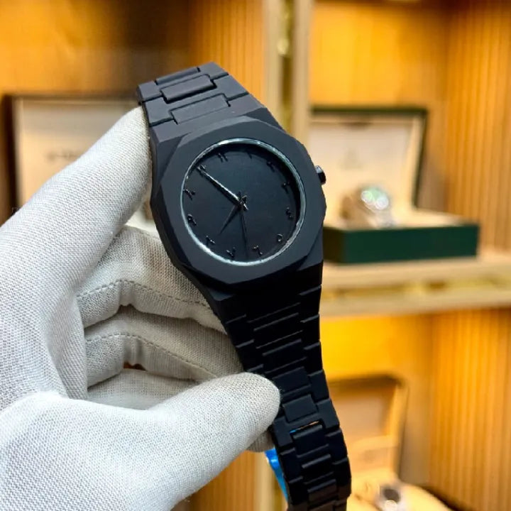 Arabic Aura Watch 2025 Black Modern Creative Design Waterproof Stainless Steel Chain Quartz Movement, watch for boys, watches for mens, watches for boys, watch for kids, watch for men luxury, watch box for men,