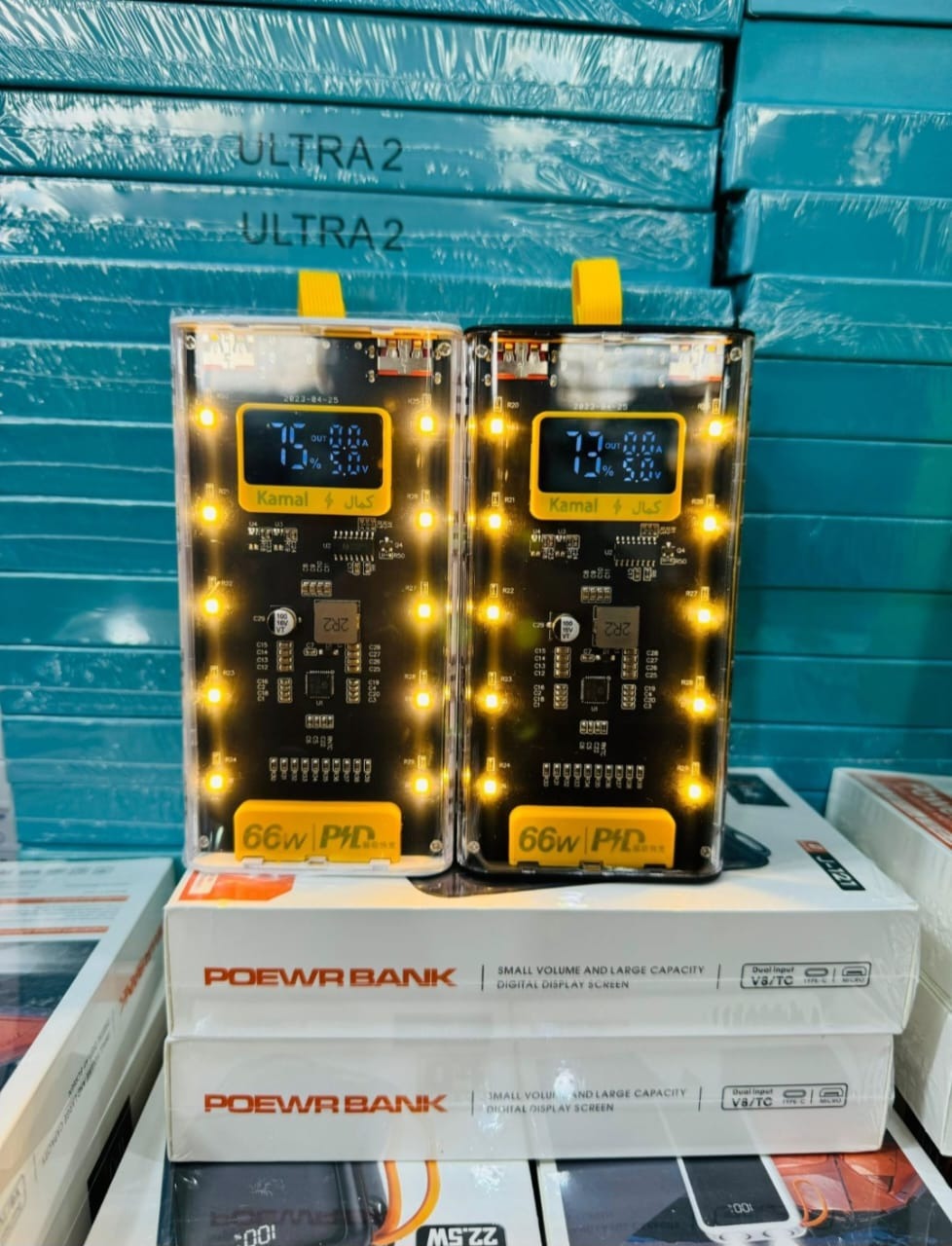 20000 MAH 66W FAST CHARGING TRANSPARENT POWER BANK-POWER BANK FOR ANDROID I Phone-Fast charging power bank-Transparent power bank-Portable 66W power bank-Mini fast charging power bank-Large capacity power bank-Power bank-Led Crystal display power bank.