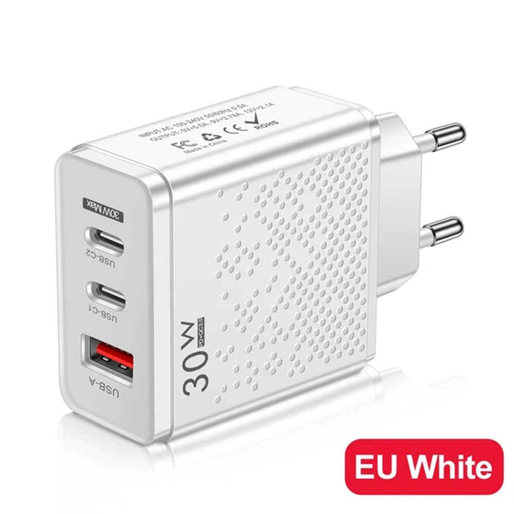 30W Fast Charger USB C Charger PD Adapter Quick Charge 3.0 For iPhone Samsung Xiaomi Travel Mobile Phone USB Type C Wall Charger