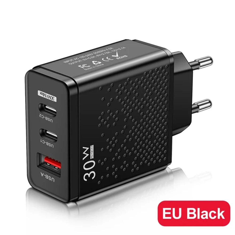 30W Fast Charger USB C Charger PD Adapter Quick Charge 3.0 For iPhone Samsung Xiaomi Travel Mobile Phone USB Type C Wall Charger