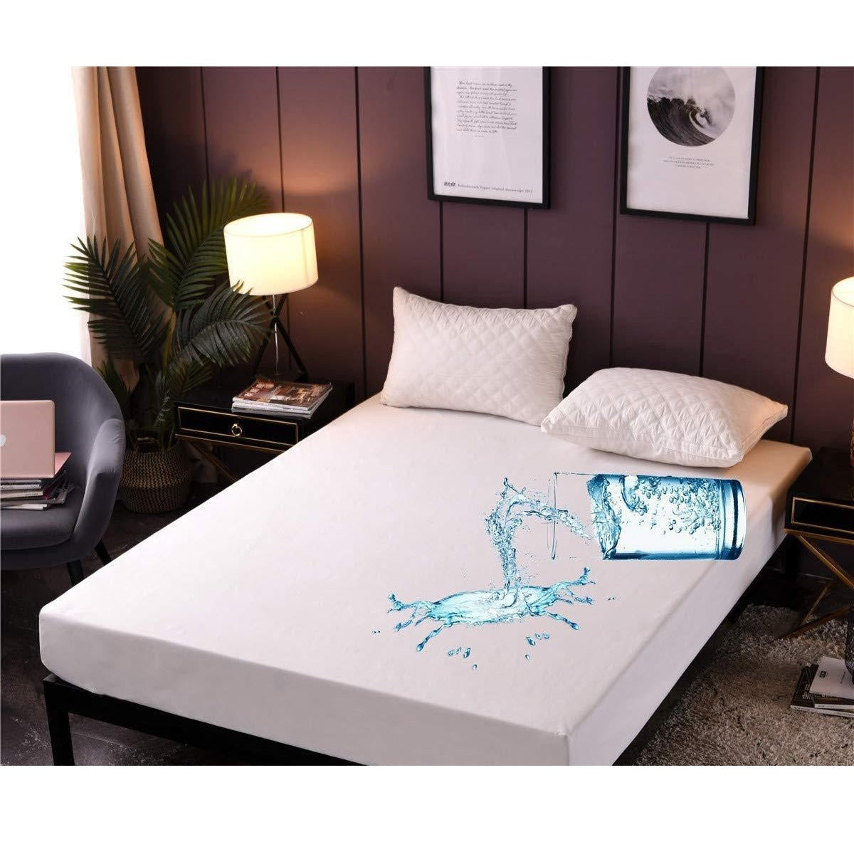 King Size - 100% Waterproof Mattress Cover With Strong Elastic Grip 72 x 78 Inches / 6 x 6.5 Feet - Bed Cover Premium Quality Mattress Protector In Fitted Sheet Style