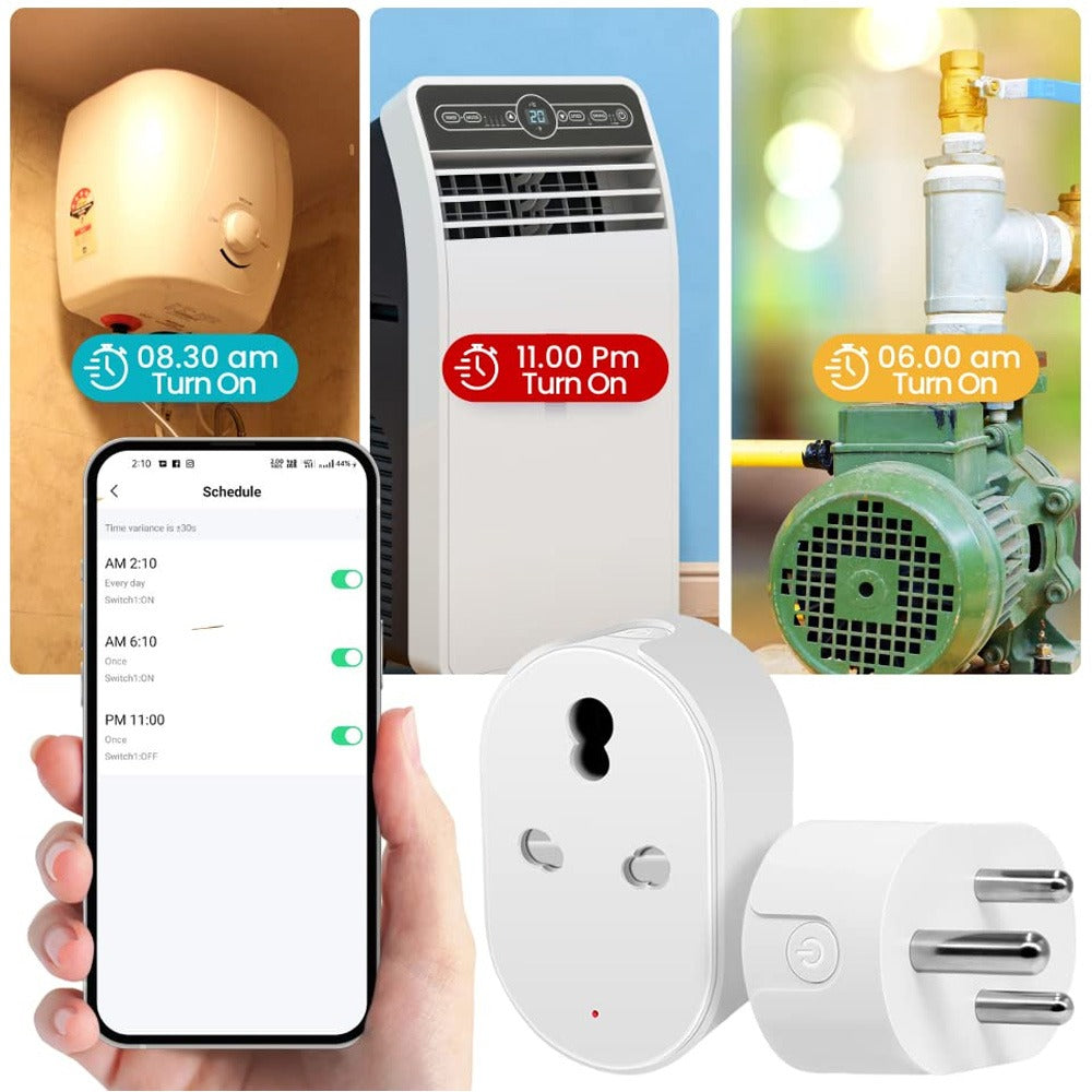 16A Smart Wifi Plug Socket - 3 Pin WiFi Plug for AC, Motor, Freezer, Heaters, TVs, Fan Wifi Smart Switch With Power Monitoring Smart Life App, Alexa and Google Assistant, Watt meter 16 ampere wifi plug, 3 pin round power plug, watt meter