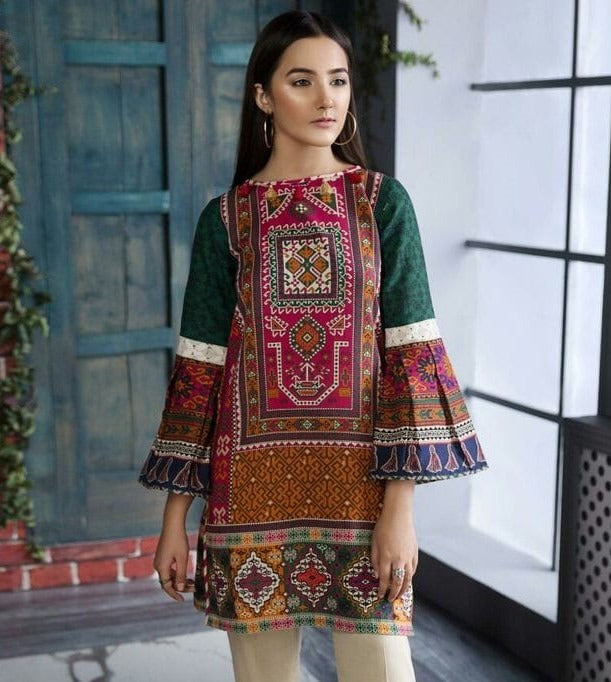 Shah Kamal Fabrics Unstitched Suit 1 Piece Trending All-over New Season Collection-Swiss Lawn Printed Shirt For Women-SL72