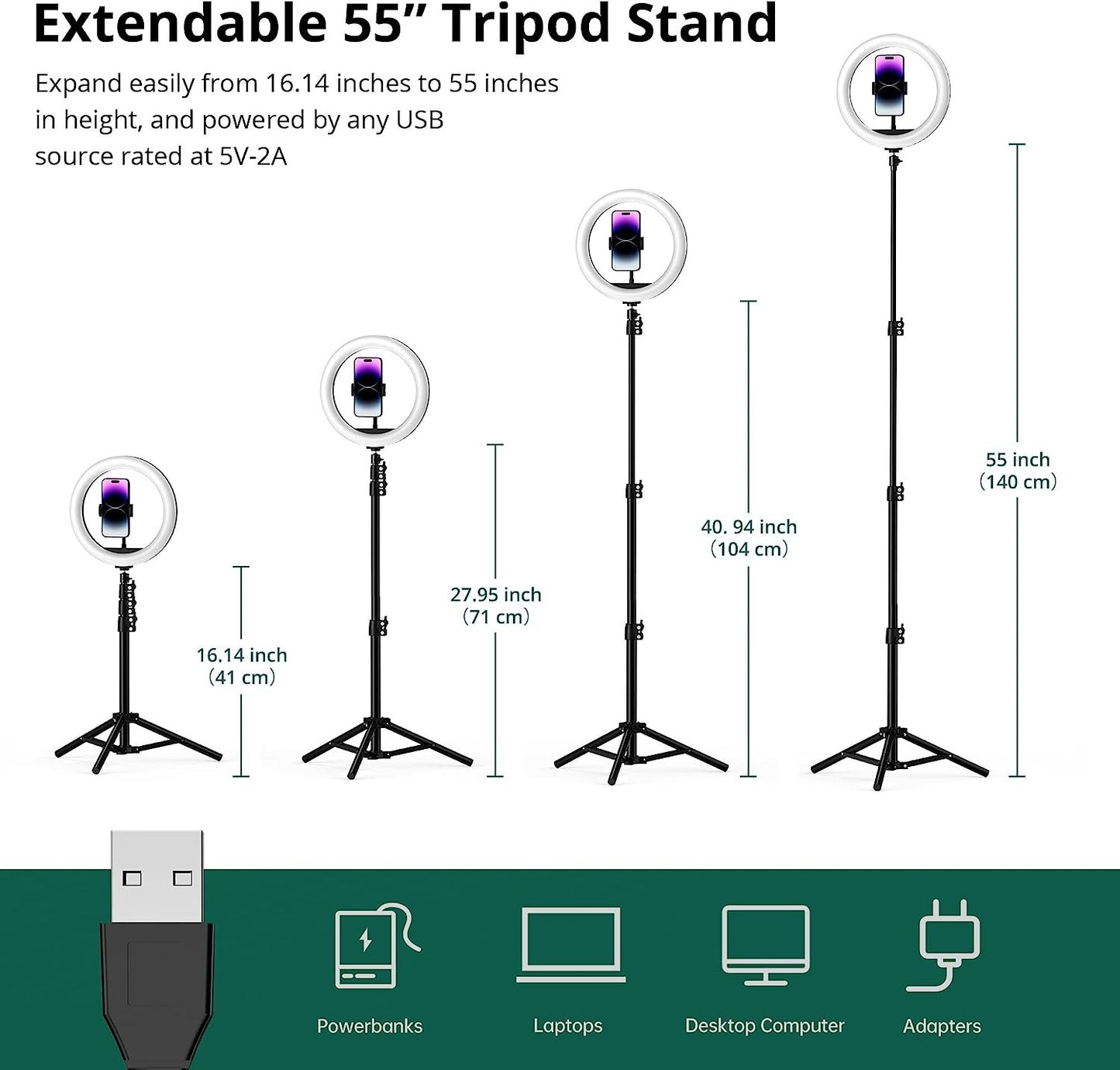 26cm Ring Light with Mobile Holder, Stand Holder and 7ft Stand, RingLight with 7 Feet Stand, Three Colours Makeup LED RingLight with Tripod Stand, Dimmable Selfie RingLight with USB for Videography and Photography