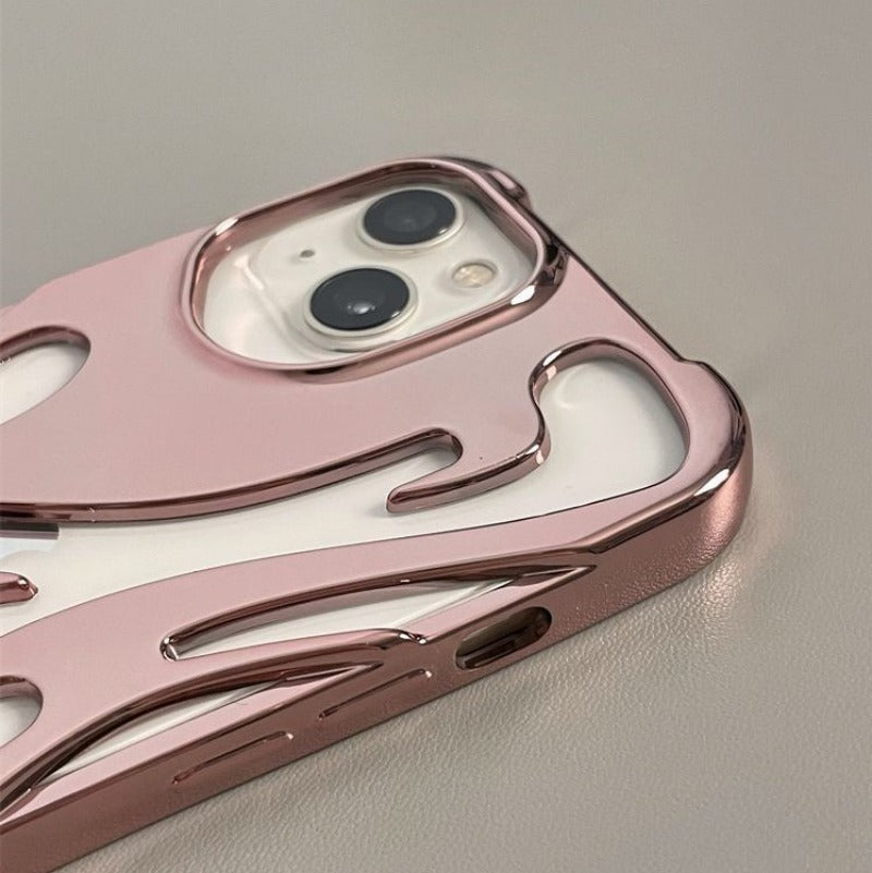 100%new celebrity trend+In stock+COD INS Fashion Hollowed Fire Flame Phone Case For iphone 16 15 13 12 11 Pro Max 14 Plus Cool Boy Girl Silver Plating Soft Cover for Samsung A14 A15 A16