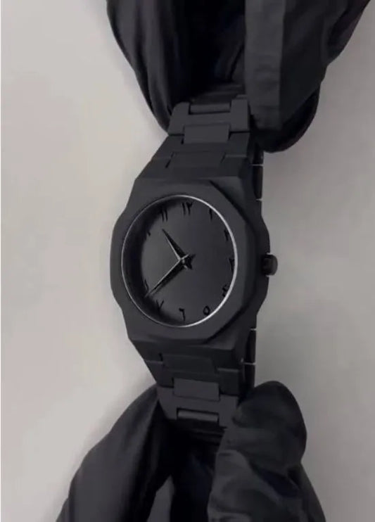 Arabic Aura Watch 2025 Black Modern Creative Design Waterproof Stainless Steel Chain Quartz Movement, watch for boys, watches for mens, watches for boys, watch for kids, watch for men luxury, watch box for men,