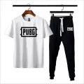 Black Pubg printed summer gymwear trackuit trouser & t-shirt for men and boys