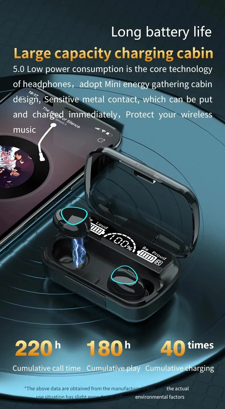 New M10 Earbuds TWS Bluetooth Headphones 3500mAh Charging Box Wireless Earphones With Microphone 9D Air buds Stereo Sports Waterproof Ear buds Headset