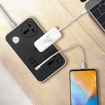 Energy - ENRG Smart Universal Extension Board 3 Power Socket + Usb Ports Plug For Electronics Mobile Charging With 1.8 Meter Heavy Duty Copper Wire White