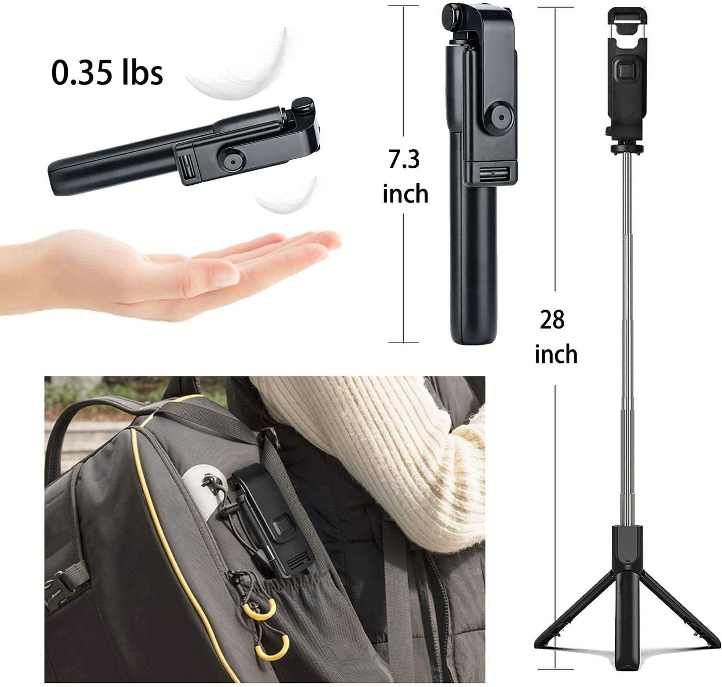 Original 4 IN 1 Wireless Selfie Stick Tripod 70CM / 110CM / 165CM /170cm Height R1S/ R1/ JC16 / JC16H /JC18/ With Light & without Light Bluetooth Shutter Foldable Selfie stick for all Phones Tripod Stand Videos Photography Traveling Tiktok YouTube Vlogs