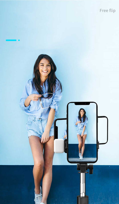 Original 4 IN 1 Wireless Selfie Stick Tripod 70CM / 110CM / 165CM /170cm Height R1S/ R1/ JC16 / JC16H /JC18/ With Light & without Light Bluetooth Shutter Foldable Selfie stick for all Phones Tripod Stand Videos Photography Traveling Tiktok YouTube Vlogs
