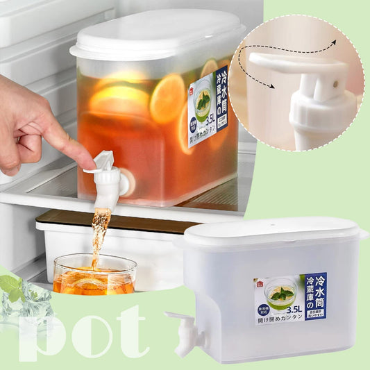 3.5L Beverage Dispenser for Fridge Juice Jug for Refrigerator Plastic Hands-Free Beverage Dispensers Juice Dispenser for fridge Lemonade Container Countertop Drink Dispenser with Spigot