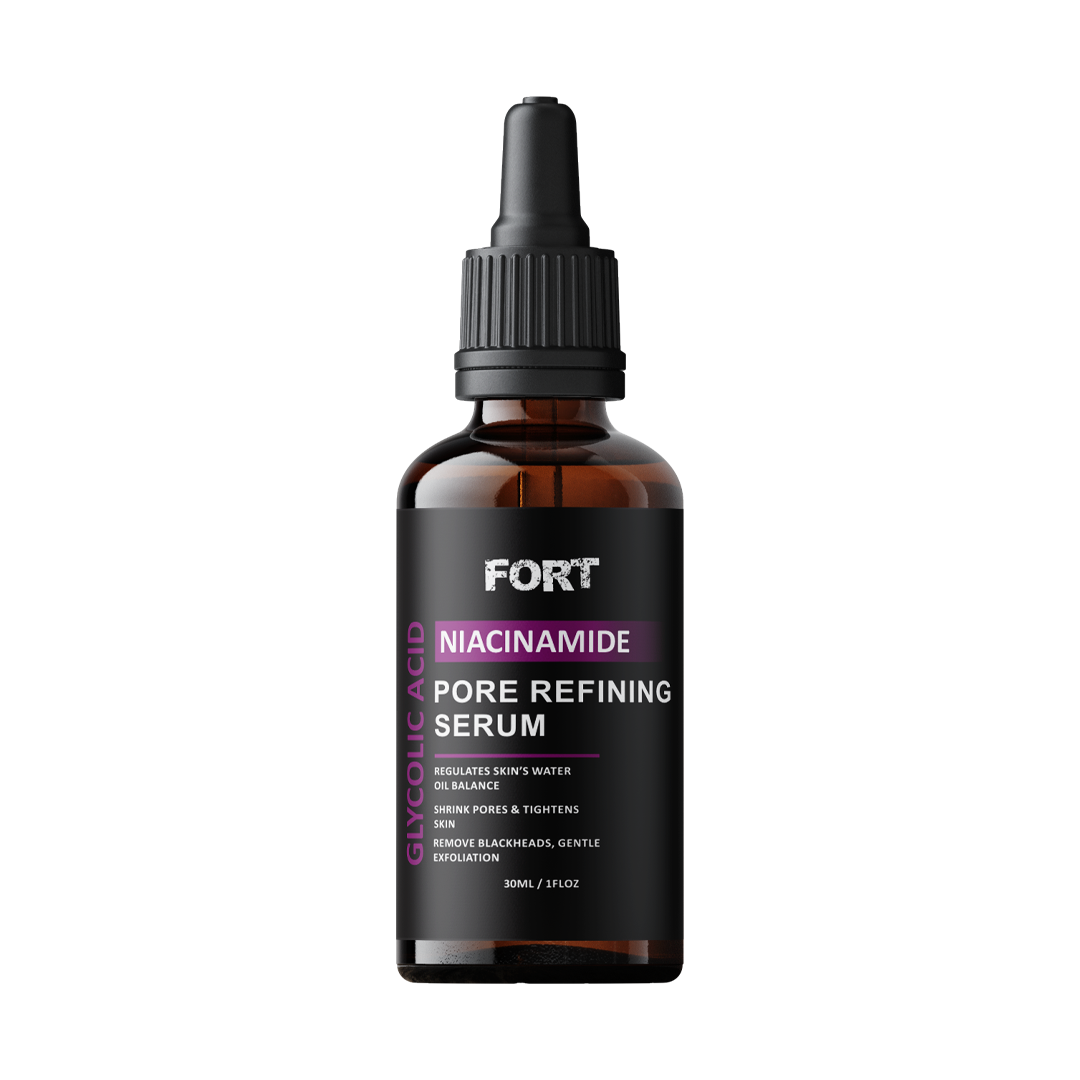 FORT PORE REFINING Serum Niacinamide & Glycolic Acid Serum for Glowing Skin Dark Spot Correcting Pore Refining Face Serum Skin Whitening Anti-Aging Glass Skin Care 30ml