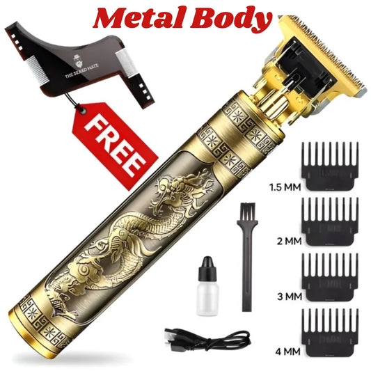Original Metal body Vintage T9 Professional Cordless Hair Trimmer Kit With USB Rechargeable Beard Clipper