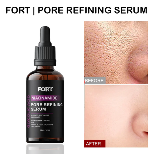 FORT PORE REFINING Serum Niacinamide & Glycolic Acid Serum for Glowing Skin Dark Spot Correcting Pore Refining Face Serum Skin Whitening Anti-Aging Glass Skin Care 30ml