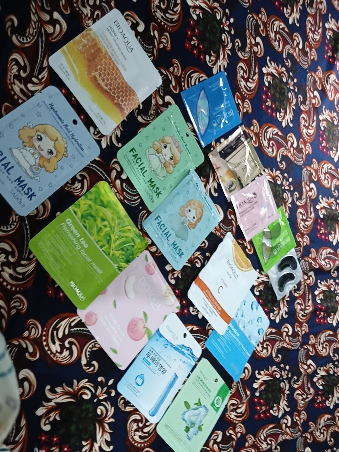BIOAQUA Pack of 15 Moisturizing Facial Face Sheet Mask, Lip mask, Eye mask, Hydrating, Radiance Boost, , Moisturizing, Skin Care Sheet Mask
