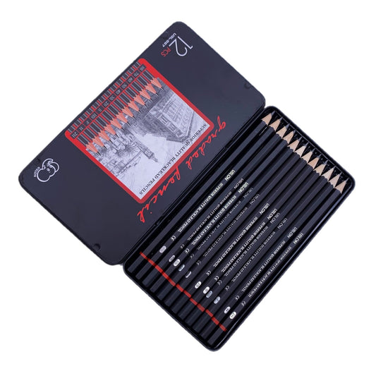 Professional Sketch and Drawing pencils set，Art Pencil 12-Count(8B-2H) Drawing/Sketching Pencil Set of 12 in Metal Box