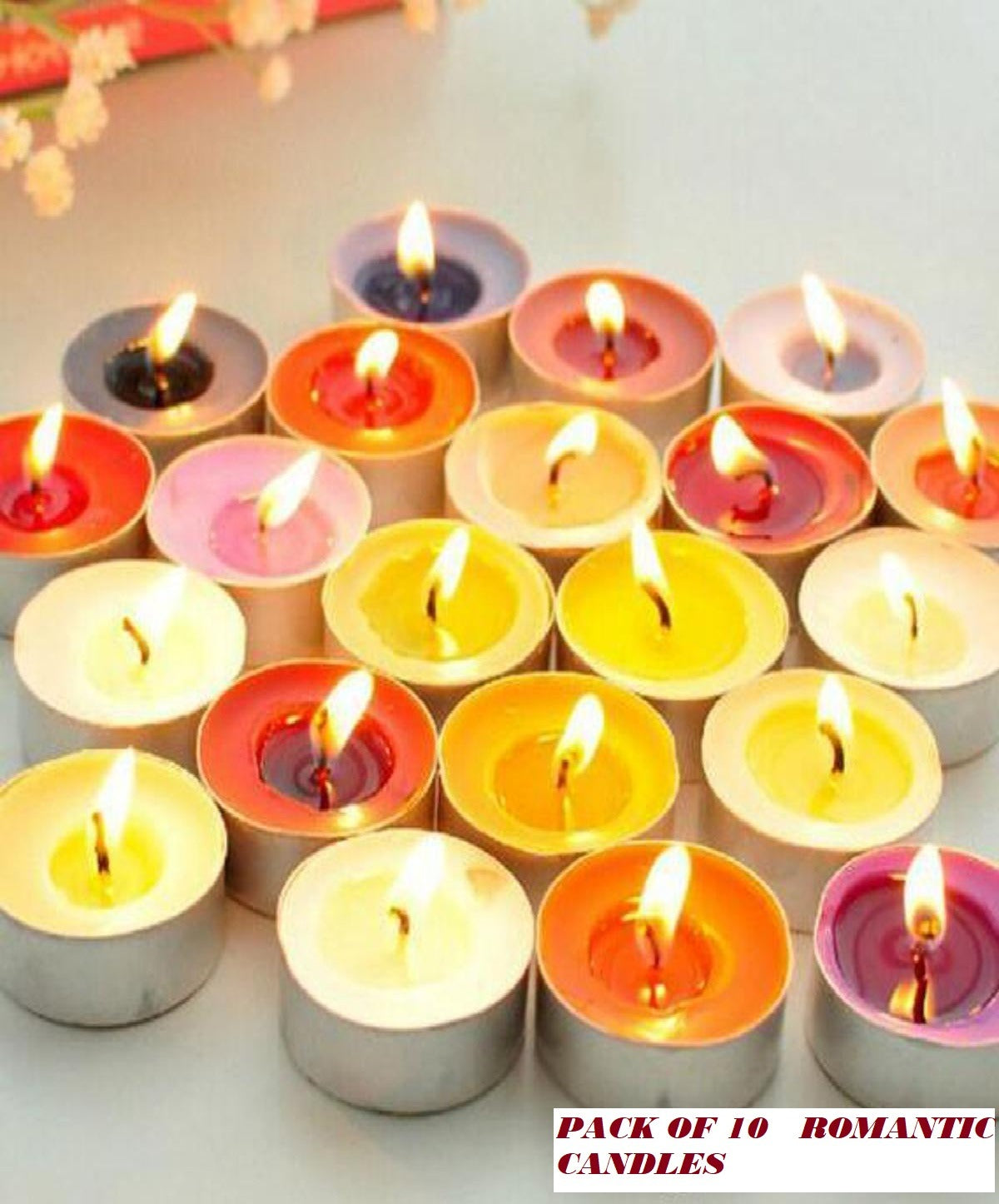 Pack Of 10 - Romantic Floating Light Sweet NONE Scented Wax Candles
