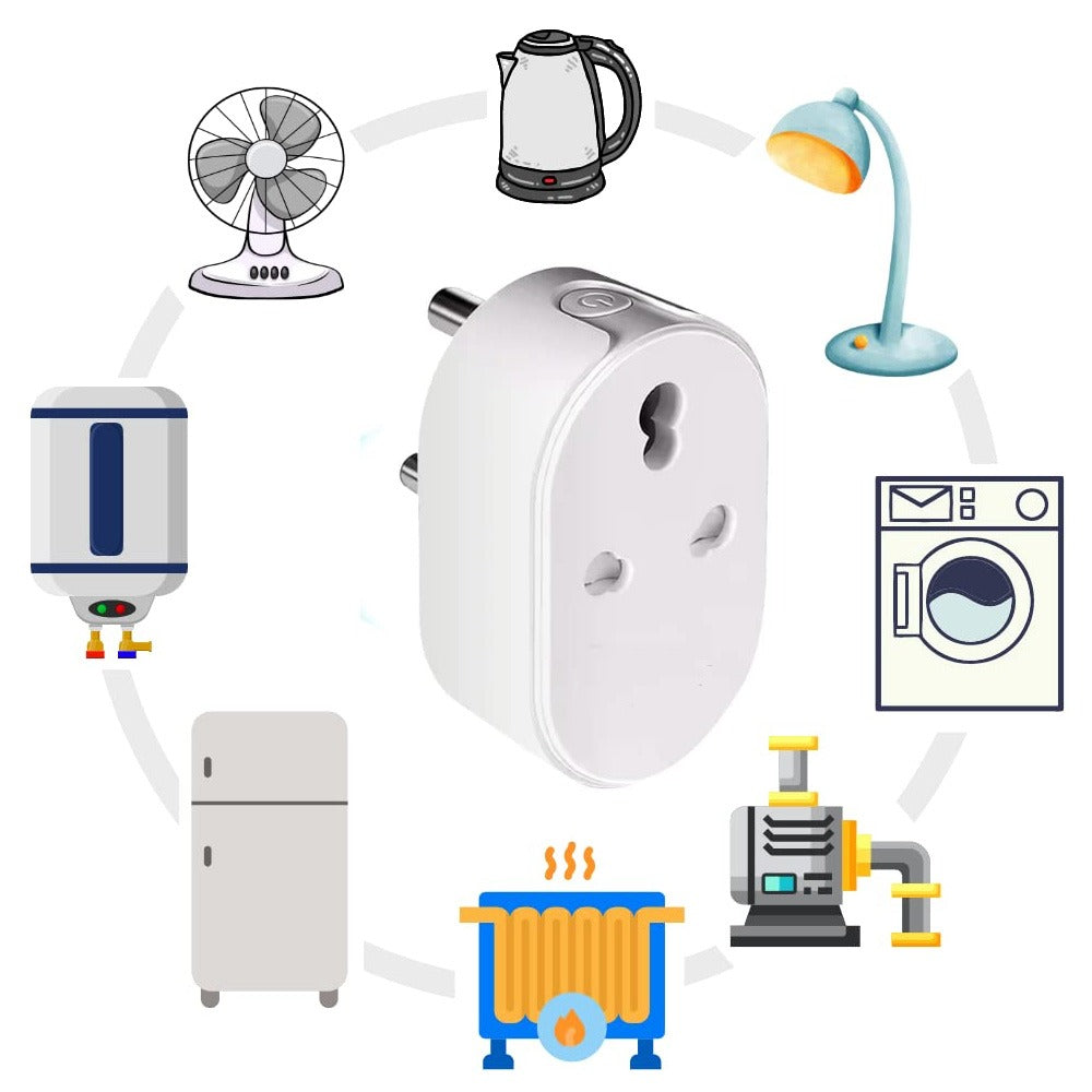16A Smart Wifi Plug Socket - 3 Pin WiFi Plug for AC, Motor, Freezer, Heaters, TVs, Fan Wifi Smart Switch With Power Monitoring Smart Life App, Alexa and Google Assistant, Watt meter 16 ampere wifi plug, 3 pin round power plug, watt meter