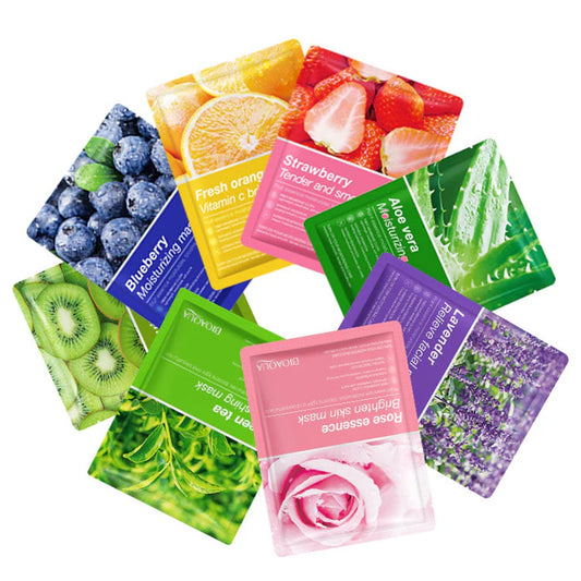 BIOAQUA Pack of 15 Moisturizing Facial Face Sheet Mask, Lip mask, Eye mask, Hydrating, Radiance Boost, , Moisturizing, Skin Care Sheet Mask