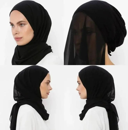 Instant Hijab & Under Cap Attached Ready To Wear Scarf Modest Turban