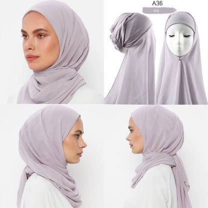 Instant Hijab & Under Cap Attached Ready To Wear Scarf Modest Turban