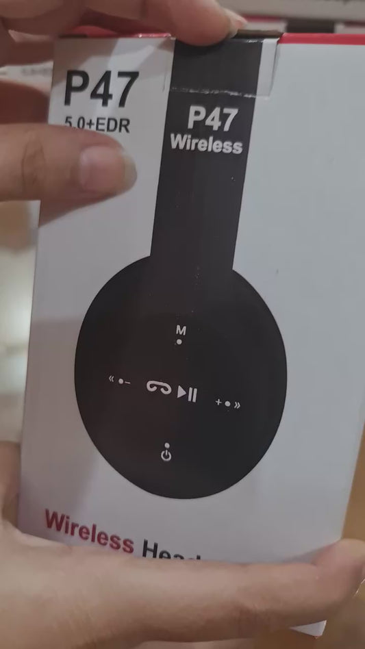 Wireless Headphones, P47 Bluetooth Foldable Headset with Microphone Support FM Radio TF for PC TV Smart Phones & Tablets Etc